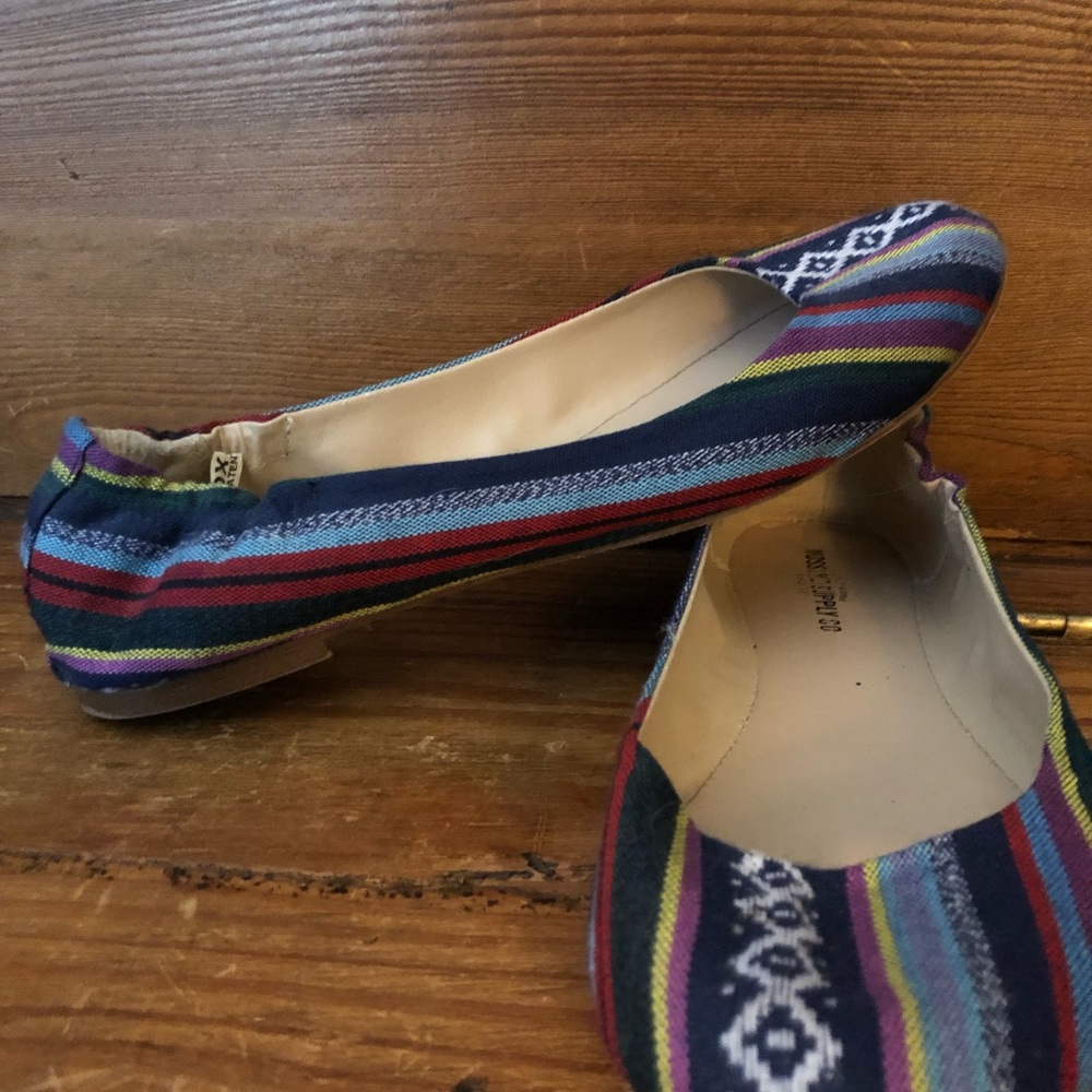 Mossimo Navy Blue Fabric Flats Shoes